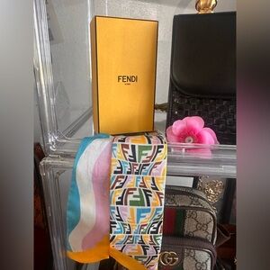 Fendi Roma Vertigo Wrappy Bandeau Silk Scarf